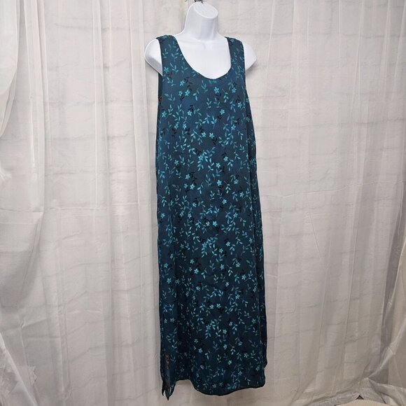 Blue Rust Floral Sleeveless Maxi Dress Reversible Boho M+ - Picture 3 of 10
